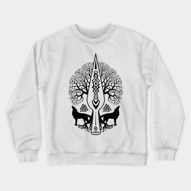 Gungnir - Spear of Odin and Tree of life  -Yggdrasil Crewneck Sweatshirt by Nartissima